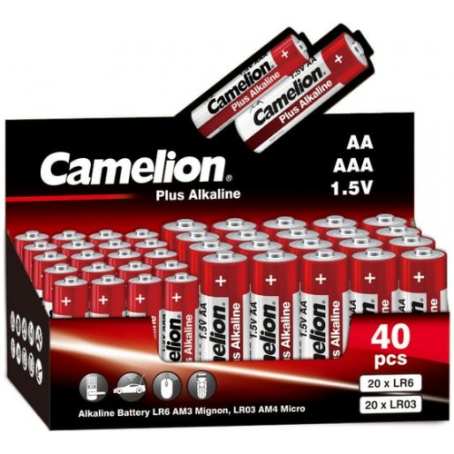 Батарейка пальчик + мизинчик COMBO 40 (20LR6+20LR03, AA/AAA 1.5B) Camelion цена за 40шт.